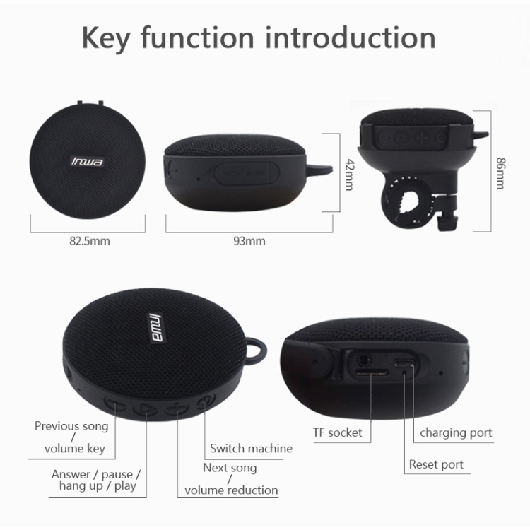 Inwa Enceinte Portable Bluetooth, Haut-Parleur pour vélo avec
