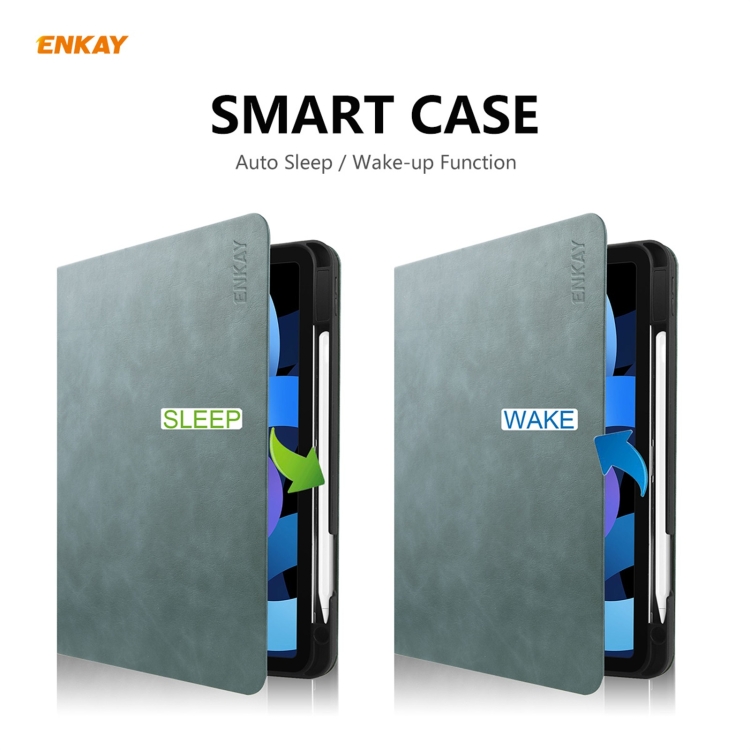 ENKAY ENK-8024 Cow Texture PU Leather + TPU Smart Case with Pen Slot foriPad Air 2022 / 2020 10.9 / iPad Pro 11 (2018)(Green) ENKAY ENK-8024 Cow Texture PU Leather + TPU Smart Case with Pen Slot foriPad Air 2022 / 2020 10.9 / iPad Pro 11 (2018)(Green)