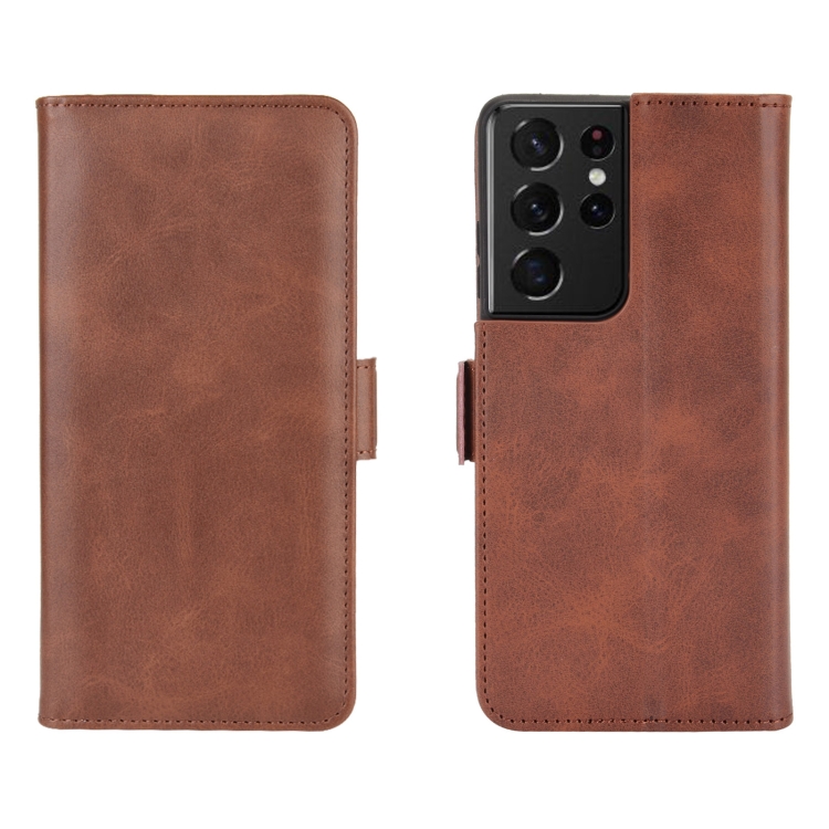 For Samsung Galaxy S21 Ultra 5G Dual-side Magnetic Buckle Horizontal Flip Leather Case with Holder & Card Slots & Wallet(Brown) For Samsung Galaxy S21 Ultra 5G Dual-side Magnetic Buckle Horizontal Flip Leather Case with Holder & Card Slots & Wallet(Brown)