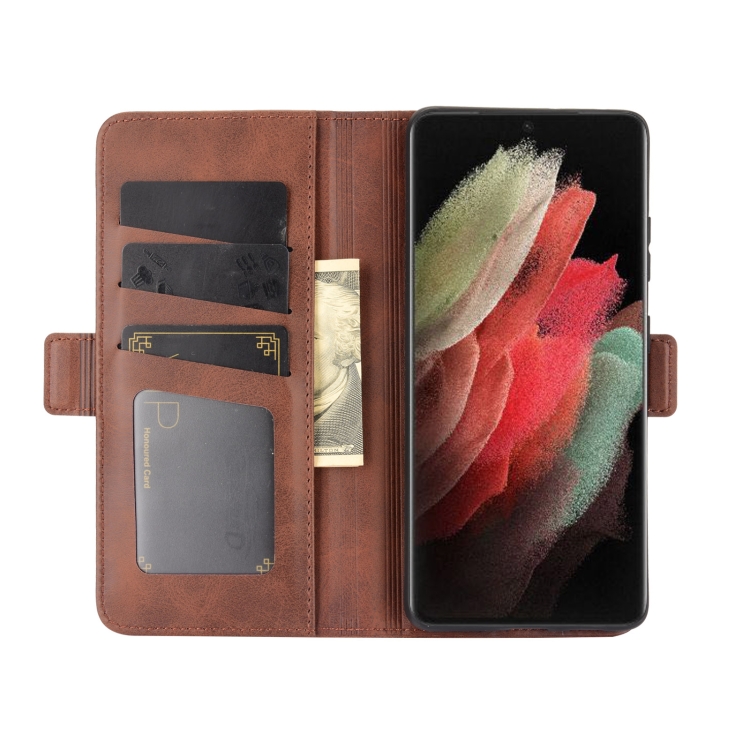 For Samsung Galaxy S21 Ultra 5G Dual-side Magnetic Buckle Horizontal Flip Leather Case with Holder & Card Slots & Wallet(Brown) For Samsung Galaxy S21 Ultra 5G Dual-side Magnetic Buckle Horizontal Flip Leather Case with Holder & Card Slots & Wallet(Brown)