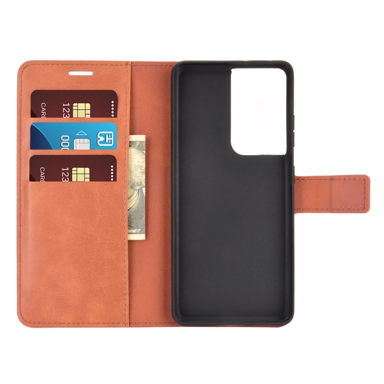 Retro Calf Pattern Buckle Card Wallet Left and Right Flip Phone Holster with Bracket Function For Galaxy S21 Ultra(Light Brown) Retro Calf Pattern Buckle Card Wallet Left and Right Flip Phone Holster with Bracket Function For Galaxy S21 Ultra(Light Brown)