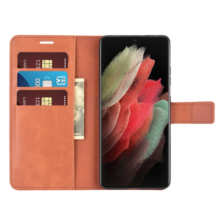Retro Calf Pattern Buckle Card Wallet Left and Right Flip Phone Holster with Bracket Function For Galaxy S21 Ultra(Light Brown) Retro Calf Pattern Buckle Card Wallet Left and Right Flip Phone Holster with Bracket Function For Galaxy S21 Ultra(Light Brown)