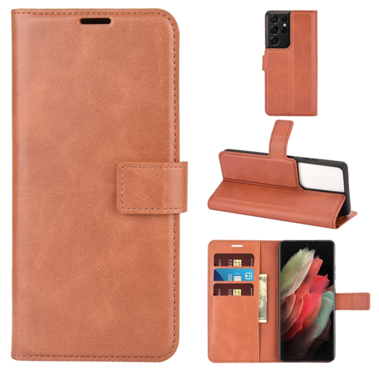 Retro Calf Pattern Buckle Card Wallet Left and Right Flip Phone Holster with Bracket Function For Galaxy S21 Ultra(Light Brown) Retro Calf Pattern Buckle Card Wallet Left and Right Flip Phone Holster with Bracket Function For Galaxy S21 Ultra(Light Brown)