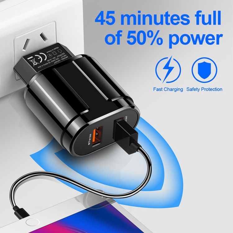 Dual USB Portable Travel Charger + 1 Meter USB to 8 Pin Data Cable, US Plug(White) Dual USB Portable Travel Charger + 1 Meter USB to 8 Pin Data Cable, US Plug(White)