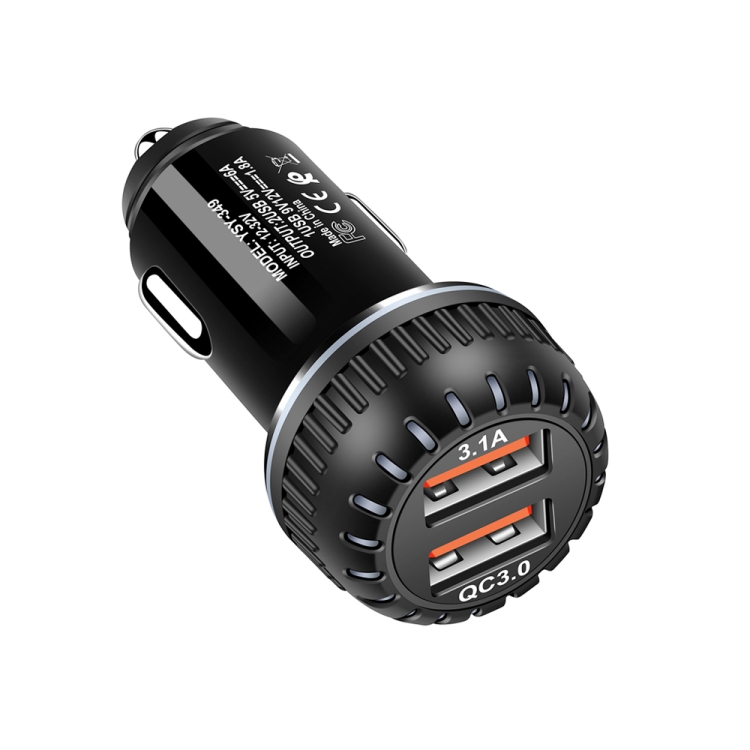 YSY-349 QC3.0 Dual USB Port Car Charger + 1m 3A USB to Micro USB Data Cable(Black) YSY-349 QC3.0 Dual USB Port Car Charger + 1m 3A USB to Micro USB Data Cable(Black)