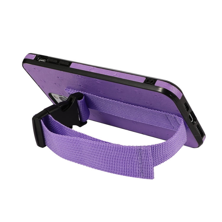 For iPhone 12 Pro Max Sport Armband PC + PU Leather Back Cover Case with Strap & Holder Function(Purple) For iPhone 12 Pro Max Sport Armband PC + PU Leather Back Cover Case with Strap & Holder Function(Purple)