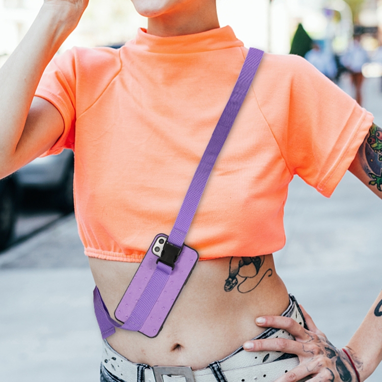 For iPhone 12 Pro Max Sport Armband PC + PU Leather Back Cover Case with Strap & Holder Function(Purple) For iPhone 12 Pro Max Sport Armband PC + PU Leather Back Cover Case with Strap & Holder Function(Purple)
