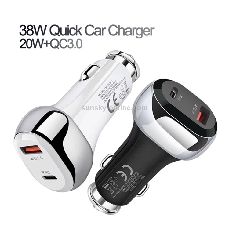 YSY-312PD QC3.0 18W USB + PD 20W USB-C / Type-C Car Charger with USB to Micro USB Data Cable(Black) YSY-312PD QC3.0 18W USB + PD 20W USB-C / Type-C Car Charger with USB to Micro USB Data Cable(Black)