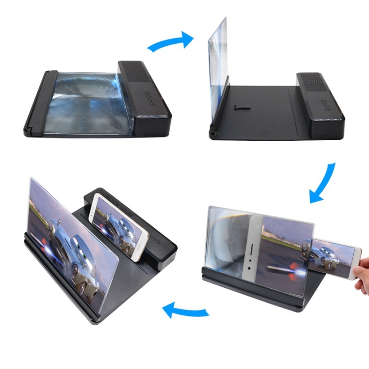 3D Phone Screen Magnifier HD Screen Smartphone Movie Video Magnifier Portable Folding Enlarged Screen Expander Stand Desk Holder(black)