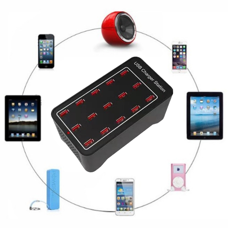 XLD-A7 100W 15 USB Ports Fast Charger Station Smart Charger, AC 110-240V, Plug Size:EU Plug