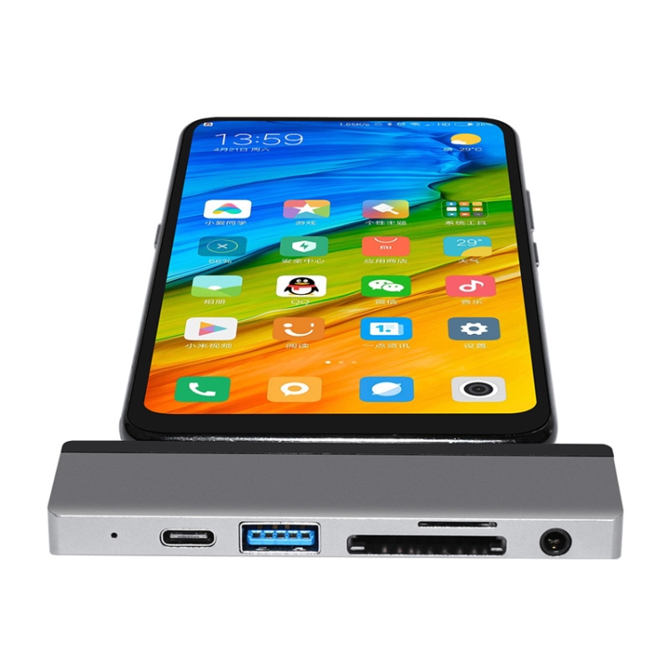 6 en 1 tipo C a HDMI / PD / USB3.0 / Audio / SD & TF Card Leer Converter para iPad Pro - 6