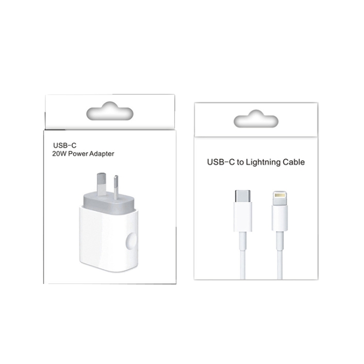 20W PD 3.0 Travel Fast Charger Power Adapter with USB-C / Type-C to 8 Pin Fast Charge Data Cable, AU Plug(1.5m) 20W PD 3.0 Travel Fast Charger Power Adapter with USB-C / Type-C to 8 Pin Fast Charge Data Cable, AU Plug(1.5m)