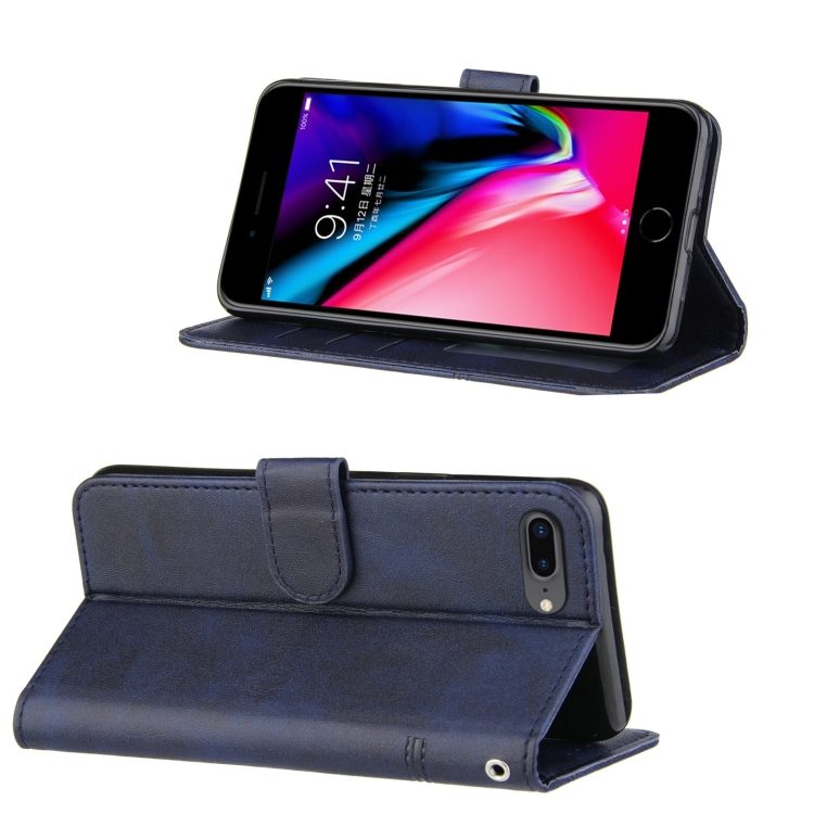 Stitching Calf Texture Buckle Horizontal Flip Leather Case with Holder & Card Slots & Wallet & Lanyard For iPhone 6 / 7 / 8 / SE 2020(Blue)