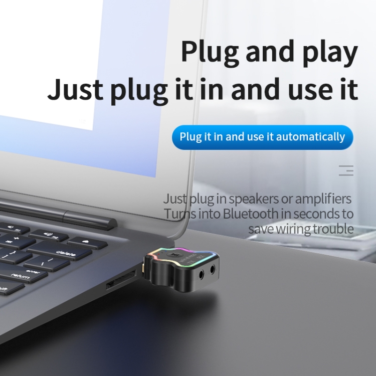 JD-M10 Bluetooth USB 5.0 Receiving and Transmitting All-in-One Machine with Colorfully Atmospheres Light and Call Function JD-M10 Bluetooth USB 5.0 Receiving and Transmitting All-in-One Machine with Colorfully Atmospheres Light and Call Function