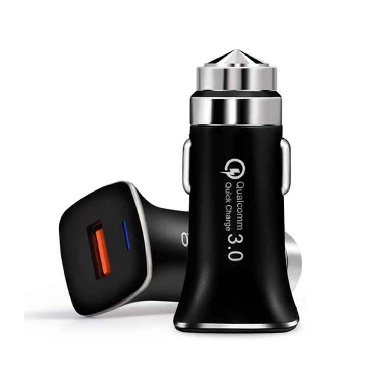 LZ-328 Safety Hammer Type QC3.0 USB Fast Charging Car Charger(White) LZ-328 Safety Hammer Type QC3.0 USB Fast Charging Car Charger(White)