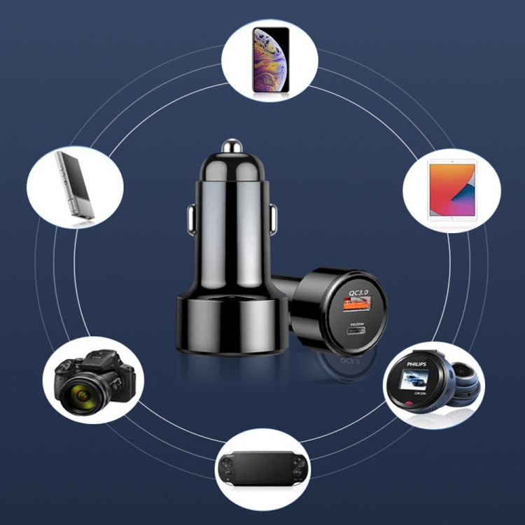 TE-P31 PD 20W USB-C / Type-C + QC3.0 18W USB Fast Car Charger(Black) TE-P31 PD 20W USB-C / Type-C + QC3.0 18W USB Fast Car Charger(Black)