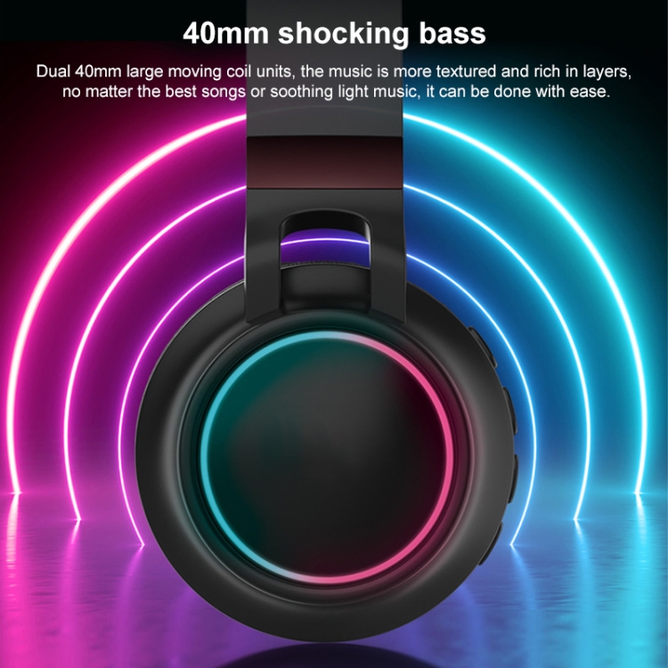 BD01 Colorful LED Bluetooth 5.0 Headphones Foldable Wireless HiFi Stereo Headset with Mic, Support TF Card / 3.5mm AUX(Black) BD01 Colorful LED Bluetooth 5.0 Headphones Foldable Wireless HiFi Stereo Headset with Mic, Support TF Card / 3.5mm AUX(Black)