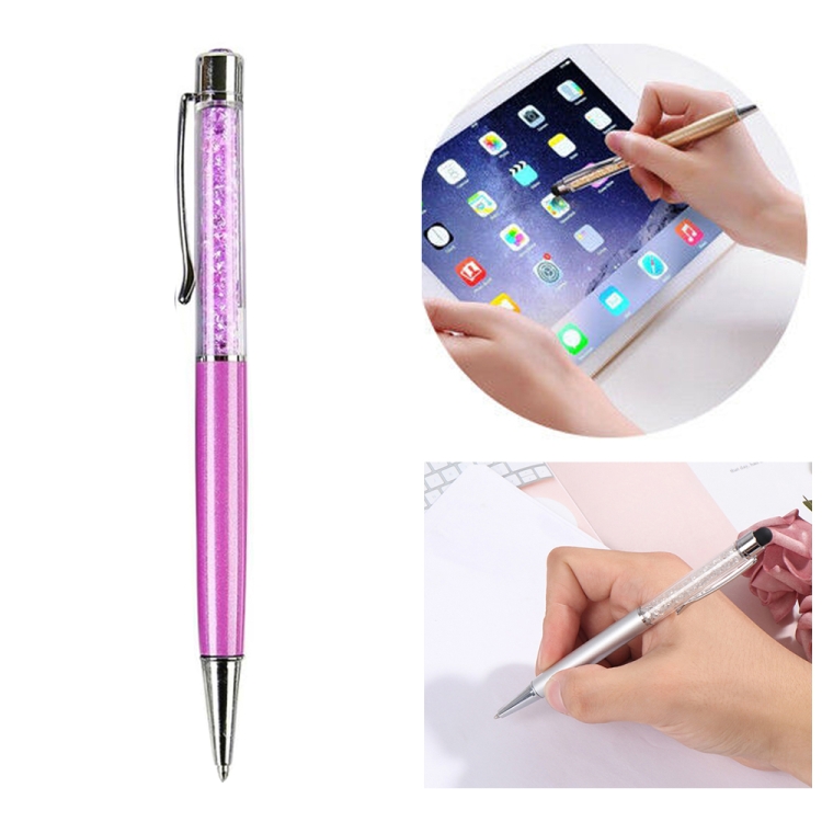 AT-22 2 en 1 Flash Universal Diamond Decoration Capacitance Pen Stylus Ballpoint Pen (Púrpura) - 1