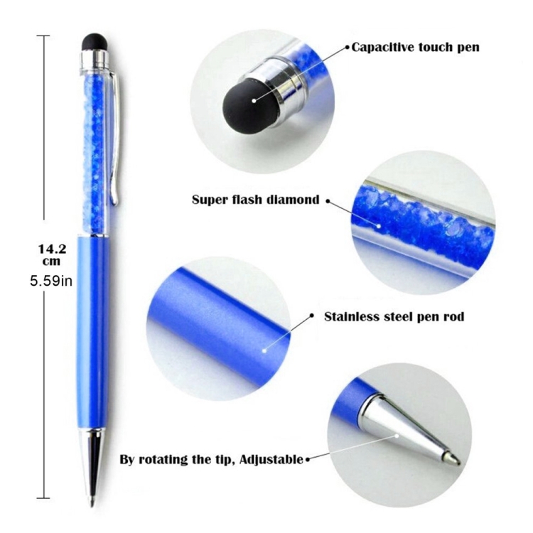 AT-22 2 en 1 Flash Universal Diamond Decoration Capacitance Pen Stylus Ballpoint Pen (Púrpura) - B1