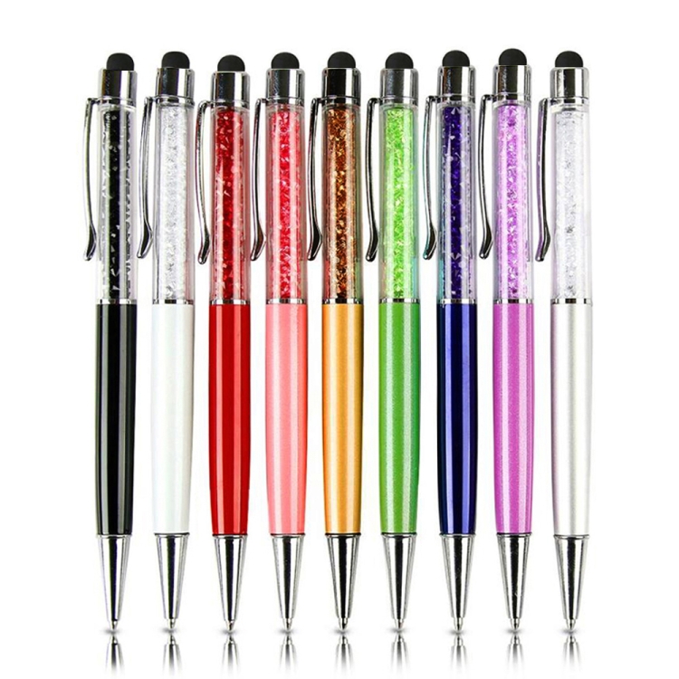 AT-22 2 en 1 Flash Universal Diamond Decoration Capacitance Pen Stylus Ballpoint Pen (Púrpura) - B3