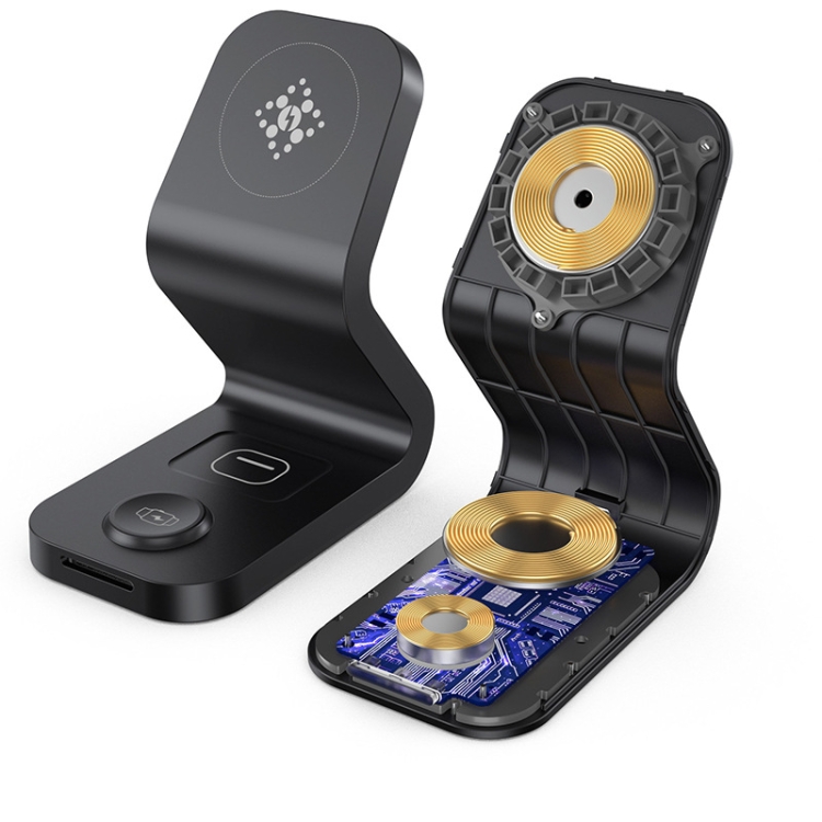 B-13 15W Max 3 in 1 Magnetic Wireless Charger for Mobile Phones & Apple Watchs & AirPods(Black) B-13 15W Max 3 in 1 Magnetic Wireless Charger for Mobile Phones & Apple Watchs & AirPods(Black)