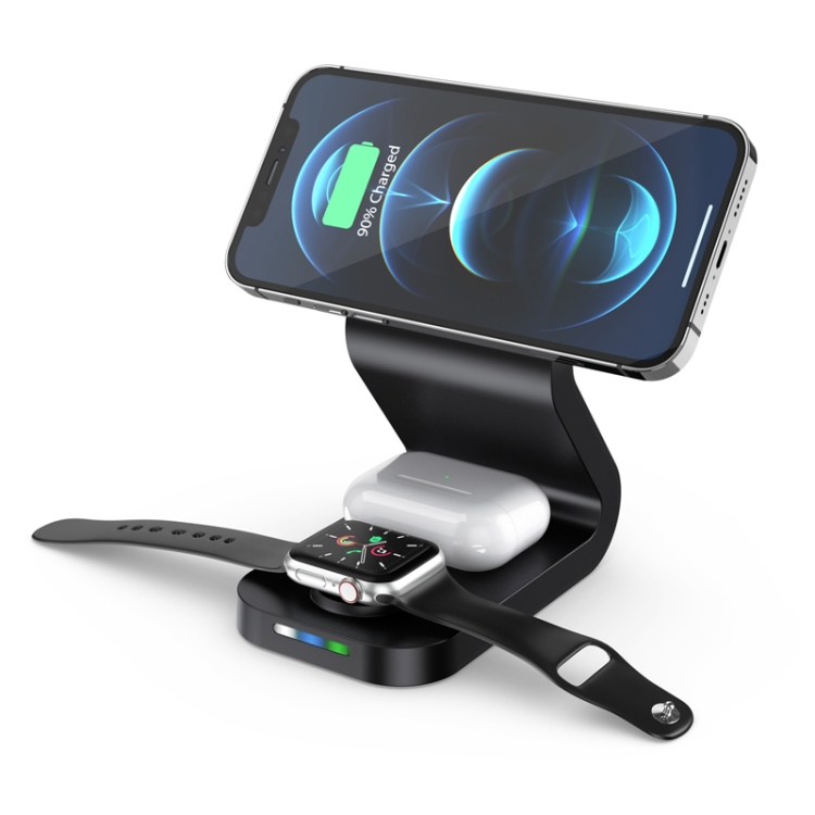 B-13 15W Max 3 in 1 Magnetic Wireless Charger for Mobile Phones & Apple Watchs & AirPods(Black) B-13 15W Max 3 in 1 Magnetic Wireless Charger for Mobile Phones & Apple Watchs & AirPods(Black)