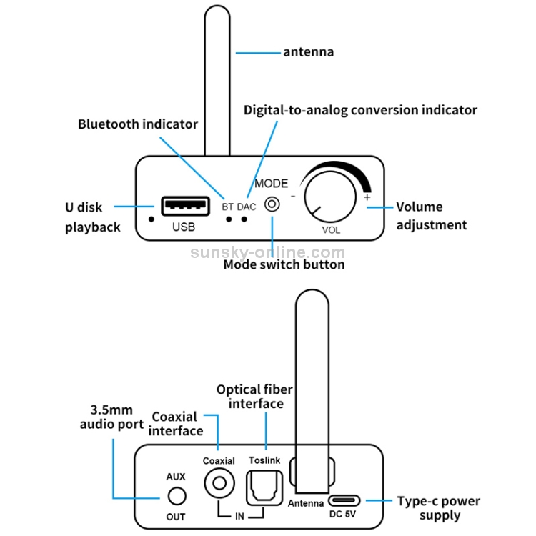 D18 Bluetooth Digital Audio Receiver with 3.5mm Jack to Analog Converter USB Player Adapter D18 Bluetooth Digital Audio Receiver with 3.5mm Jack to Analog Converter USB Player Adapter