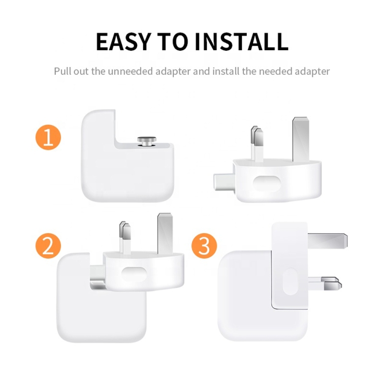 2 PCS XJ01 Power Adapter for iPad 10W 12W Charger & MacBook Series Charger, UK Plug 2 PCS XJ01 Power Adapter for iPad 10W 12W Charger & MacBook Series Charger, UK Plug