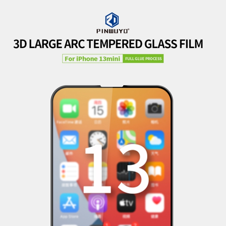 For iPhone 13 mini PINWUYO 9H 3D Curved Full Screen Explosion-proof Tempered Glass Film (Black)