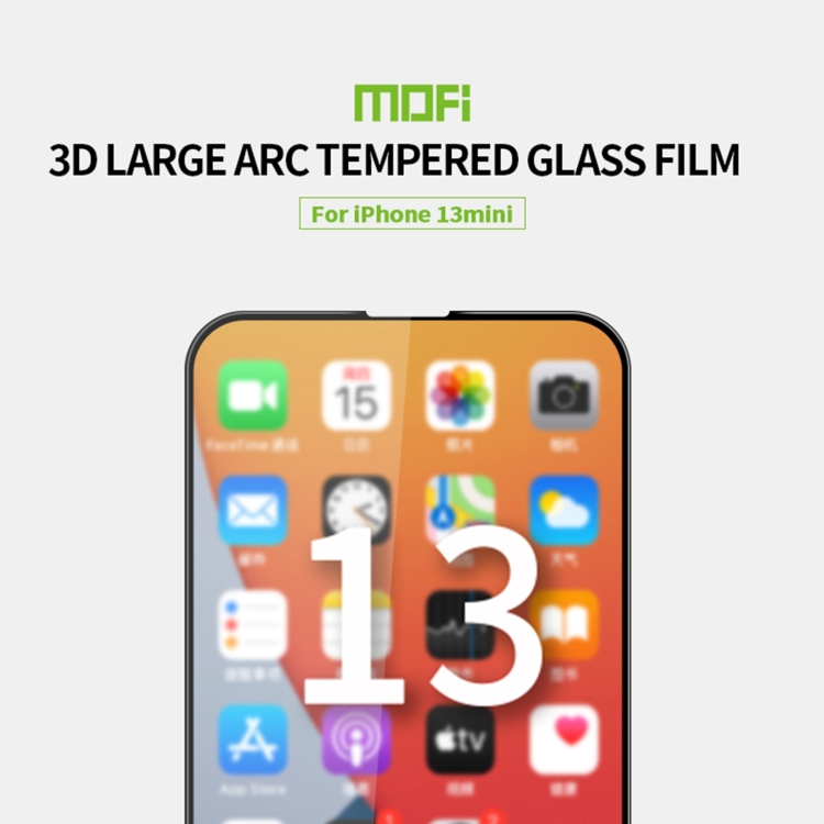 For iPhone 13 mini MOFI 9H 3D Explosion-proof Curved Screen Tempered Glass Film (Black) For iPhone 13 mini MOFI 9H 3D Explosion-proof Curved Screen Tempered Glass Film (Black)