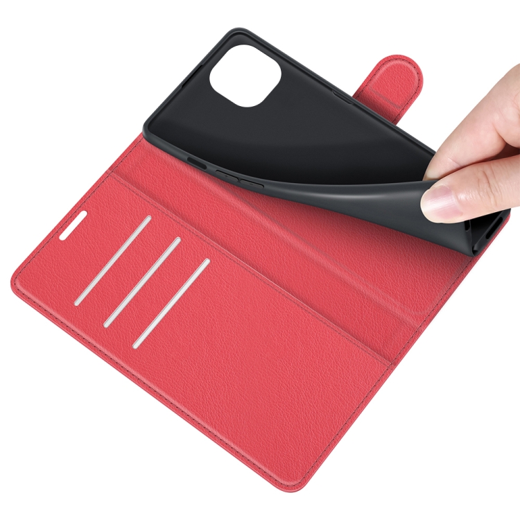 For iPhone 13 mini  Litchi Texture Horizontal Flip Protective Case with Holder & Card Slots & Wallet(Red)