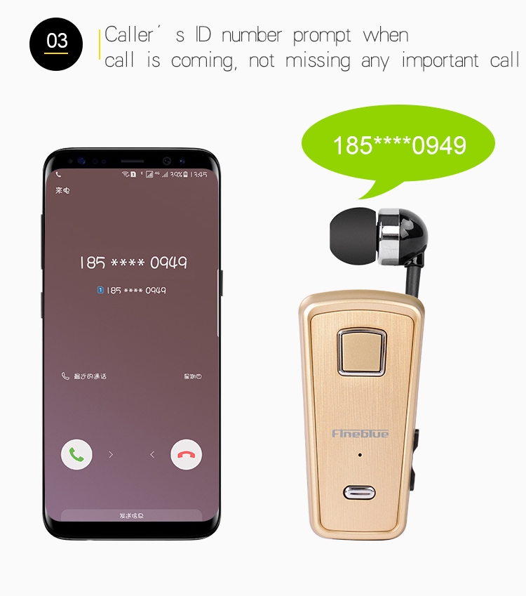 Fineblue F980 CSR4.1 Retractable Cable Caller Vibration Reminder Anti-theft Bluetooth Headset Fineblue F980 CSR4.1 Retractable Cable Caller Vibration Reminder Anti-theft Bluetooth Headset
