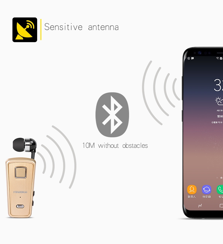 Fineblue F980 CSR4.1 Retractable Cable Caller Vibration Reminder Anti-theft Bluetooth Headset Fineblue F980 CSR4.1 Retractable Cable Caller Vibration Reminder Anti-theft Bluetooth Headset