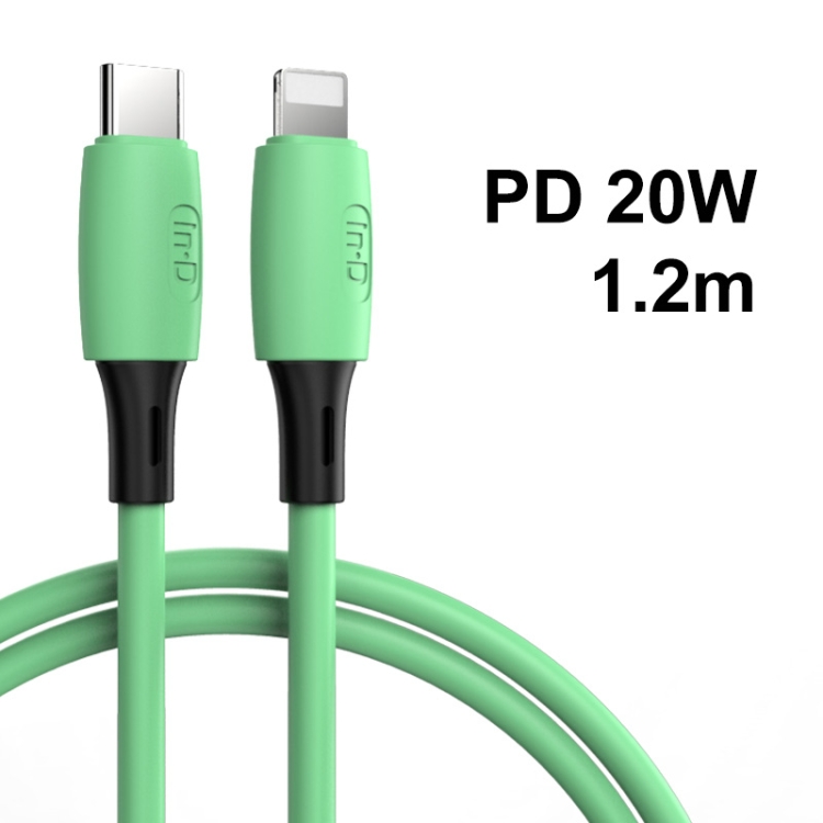 ENKAY Hat-Prince ENK-CB209 PD 20W 3A Type-C to 8 Pin Silicone Data Sync Fast Charging Cable, Cable Length: 1.2m(Green) ENKAY Hat-Prince ENK-CB209 PD 20W 3A Type-C to 8 Pin Silicone Data Sync Fast Charging Cable, Cable Length: 1.2m(Green)
