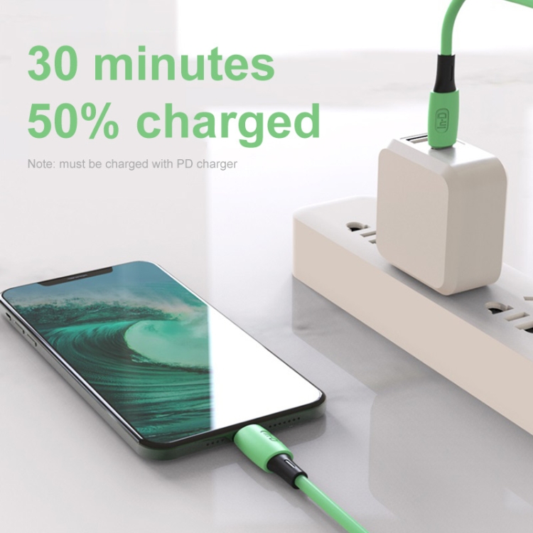 ENKAY Hat-Prince ENK-CB209 PD 20W 3A Type-C to 8 Pin Silicone Data Sync Fast Charging Cable, Cable Length: 1.2m(Green) ENKAY Hat-Prince ENK-CB209 PD 20W 3A Type-C to 8 Pin Silicone Data Sync Fast Charging Cable, Cable Length: 1.2m(Green)