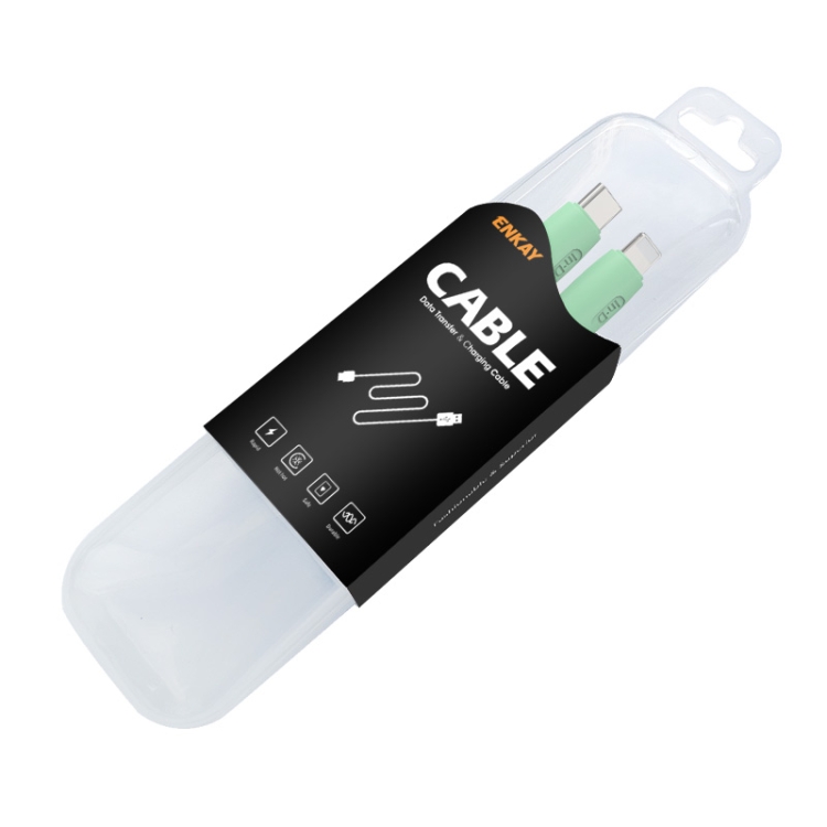 ENKAY Hat-Prince ENK-CB209 PD 20W 3A Type-C to 8 Pin Silicone Data Sync Fast Charging Cable, Cable Length: 1.2m(Green) ENKAY Hat-Prince ENK-CB209 PD 20W 3A Type-C to 8 Pin Silicone Data Sync Fast Charging Cable, Cable Length: 1.2m(Green)