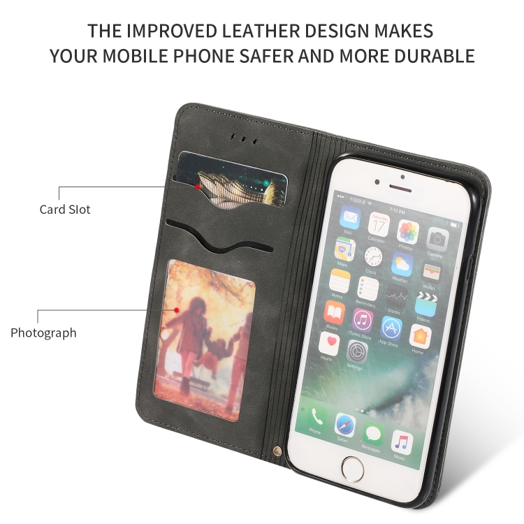 For iPhone SE 2022 / SE 2020 / 8 / 7 Retro Skin Feel Business Magnetic Horizontal Flip Leather Case(Dark Gray) For iPhone SE 2022 / SE 2020 / 8 / 7 Retro Skin Feel Business Magnetic Horizontal Flip Leather Case(Dark Gray)