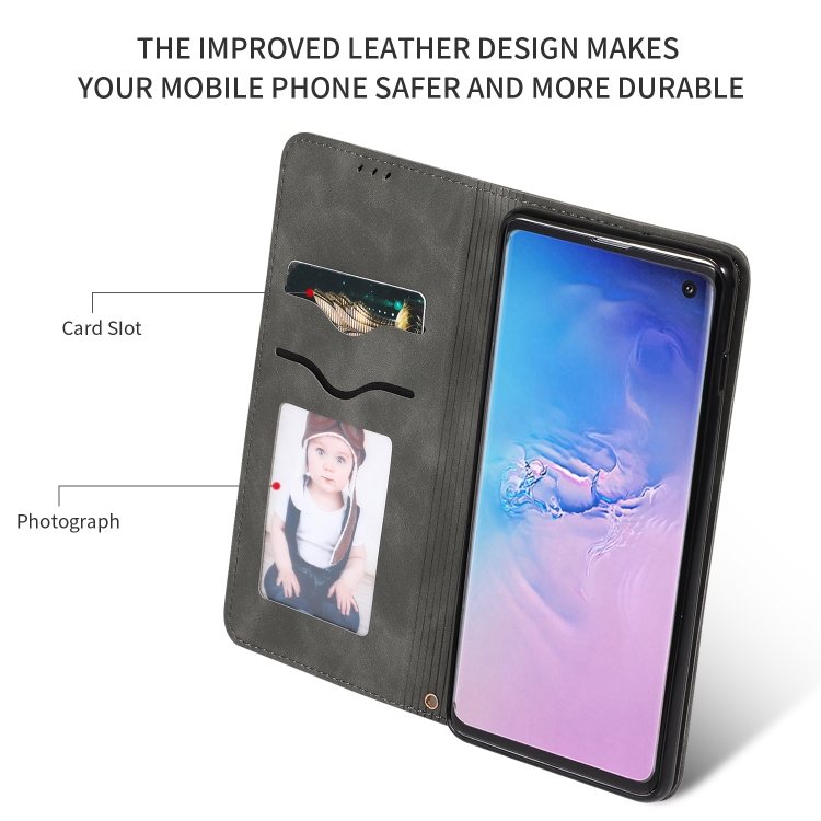 Retro Skin Feel Business Magnetic Horizontal Flip Leather Case for Samsung Galaxy S10(Dark Gray) Retro Skin Feel Business Magnetic Horizontal Flip Leather Case for Samsung Galaxy S10(Dark Gray)