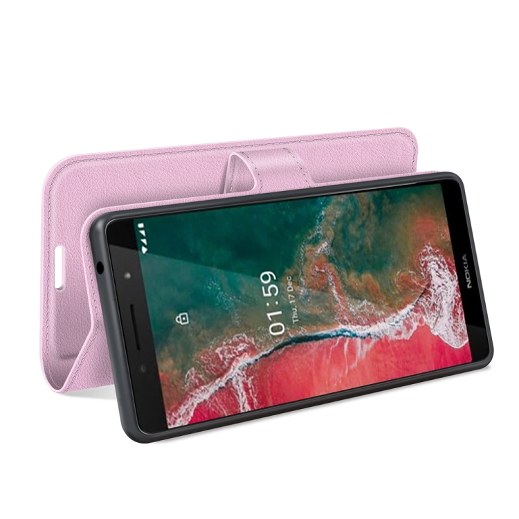 For Nokia C1 Plus Litchi Texture Horizontal Flip Protective Case with Holder & Card Slots & Wallet(Pink) - 4