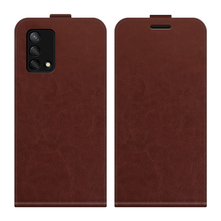 For OPPO F19 / A74 4G R64 Texture Single Vertical Flip Leather Protective Case with Card Slots & Photo Frame(Brown) - 1