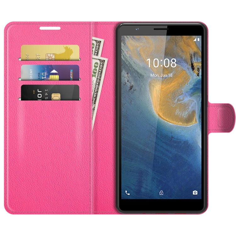 For ZTE Blade A31 Litchi Texture Horizontal Flip Protective Case with Holder & Card Slots & Wallet(Rose red) - 2