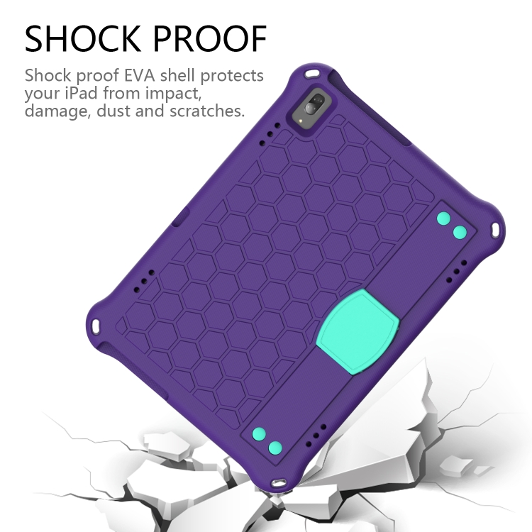For Lenovo Tab P10 TB-X705F/L Honeycomb Design EVA + PC Material Four Corner Anti Falling Flat Protective Shell with Strap(Purple+Aqua) - 2