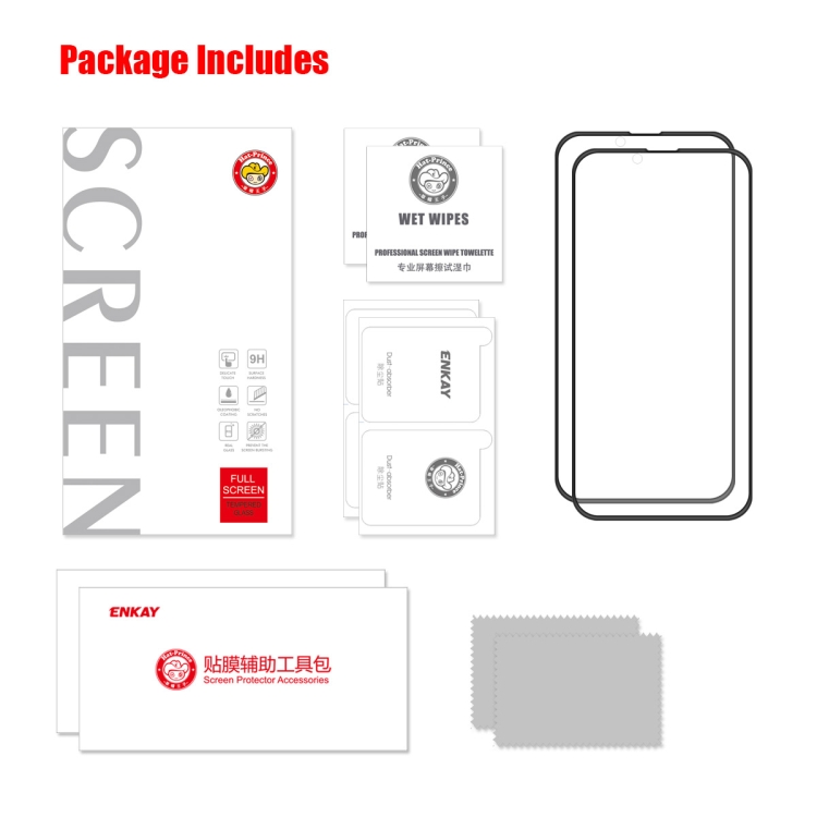 For iPhone 13 mini 2pcs ENKAY Hat-Prince Anti-drop Full Glue Tempered Glass Full Screen Film Anti-fall Protector