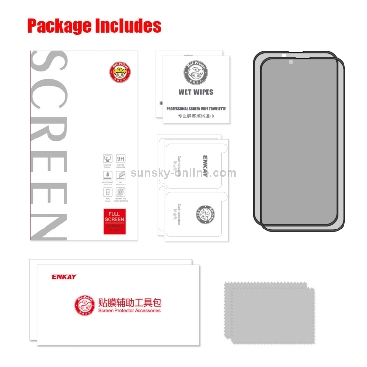 For iPhone 13 mini 2pcs ENKAY Hat-Prince Full Coverage Anti-drop Privacy Screen Protector Anti-spy Tempered Glass Film