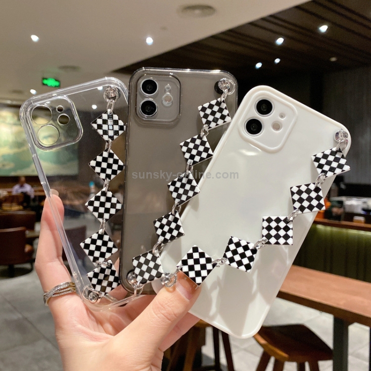 For iPhone 11 Pro Max Creative Shockproof Silicone TPU Protective Case with Wrist Bracelet Chain (Transparent Black) For iPhone 11 Pro Max Creative Shockproof Silicone TPU Protective Case with Wrist Bracelet Chain (Transparent Black)