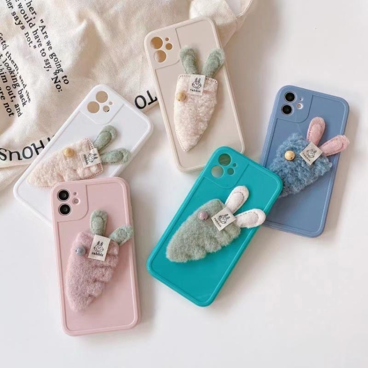 For iPhone 13 mini Cartoon Plush Carrot Bunny Shockproof Silicone TPU Case (White) For iPhone 13 mini Cartoon Plush Carrot Bunny Shockproof Silicone TPU Case (White)