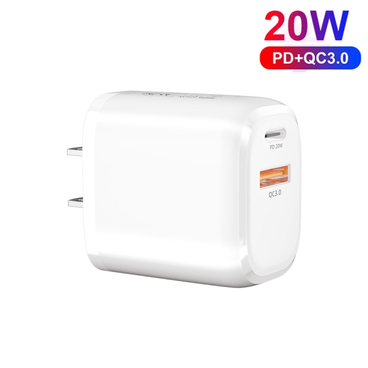 CS-20W Mini Portable PD3.0 + QC3.0 Dual Ports Fast Charger(US Plug) CS-20W Mini Portable PD3.0 + QC3.0 Dual Ports Fast Charger(US Plug)