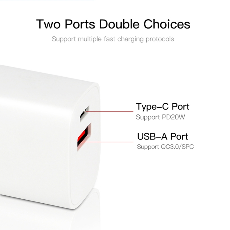 CS-20W Mini Portable PD3.0 + QC3.0 Dual Ports Fast Charger(US Plug) CS-20W Mini Portable PD3.0 + QC3.0 Dual Ports Fast Charger(US Plug)