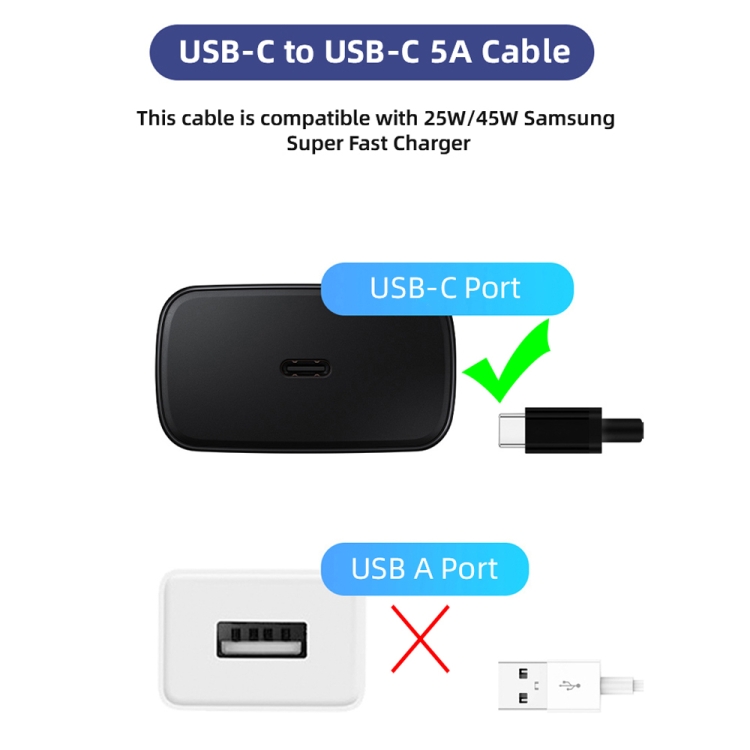 XJ 70 45W 5A USB C TYPE C à Type C Câble de charge super rapide