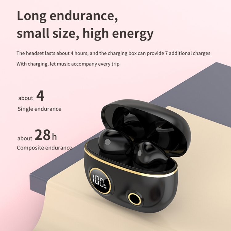 PRO100 TWS Bluetooth 5.2 Noise Canceling Waterproof Earphones 9D Stereo Sports Headphone with Charging Case(Black) - B6